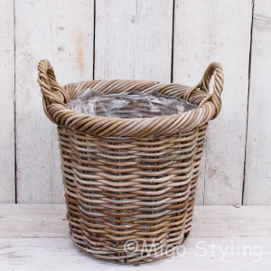 Mand rond klein met hengels grey rotan