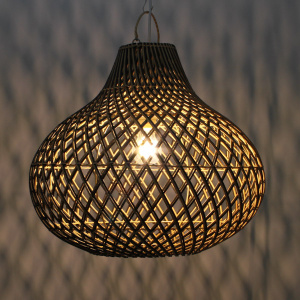 Rieten hanglamp naturel/zwart