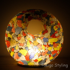 Mozaiek design tafellamp Donut Gekleurd