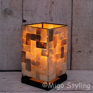 Mosaik Muscheln Tischlampe Bronze Farbe Steinmotiv