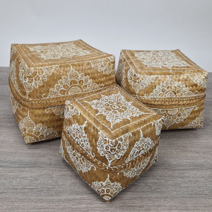 Offermandje bamboe wit set van 3