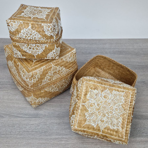 Offermandje bamboe wit set van 3