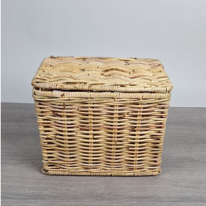 Opbergmand met deksel 37 cm naturel 