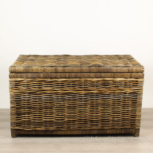 Strakke opbergmand met deksel naturel/brown 90 cm