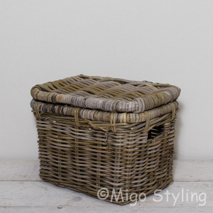 Opbergmand met deksel 35x25xH26cm