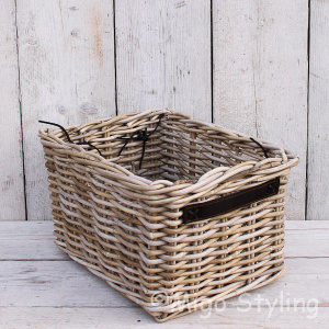 Opbergmand met leren handgreep 40cm