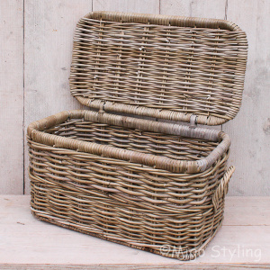 Opbergmand met deksel grey rotan