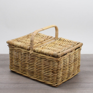 Picknickmand met 2 openslaande kleppen naturel