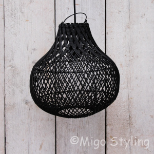 Wicker Hängelampe klein schwarz small