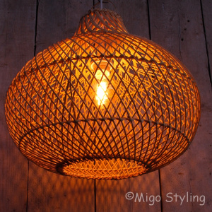 Rieten hanglamp middel