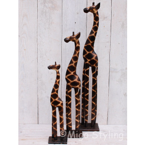 Set houten giraffe van massief hout