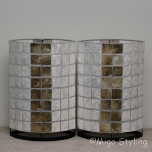 Set tafellampen parelmoer en donker 40 cm
