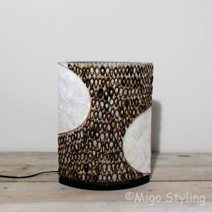 Tafellamp capiz met bamboe 40 cm