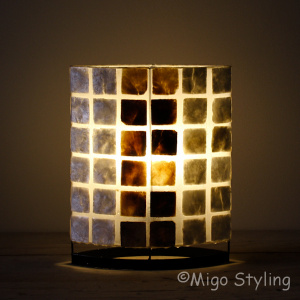 Tischlampe aus Perlmutt und dunklem Capiz 30 cm