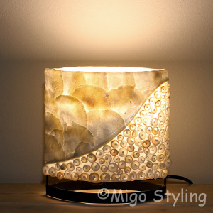 Tischlampe Muscheln Design klein Sandfarbe