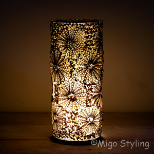 Tafellamp Troca schelpen design 42 cm bruin