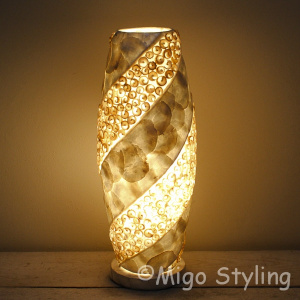 Tischlampe Muscheln Design Spiral sandfarbe H50 cm