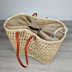 Tas van zeegras met borduursel Groot