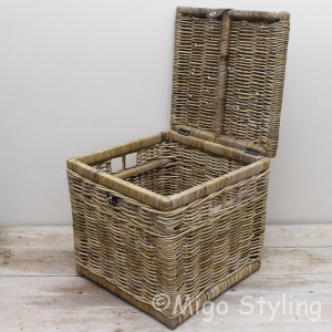 Vierkant opbergmand met deksel 40 cm