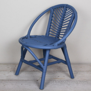 Vintage Rattan Kinderstuhl Blau