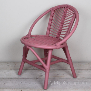 Vintage rotan kinderstoeltje Roze
