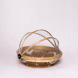 Vliegenmandje naturel wit beschilderd S