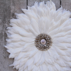 Wanddecoratie met veren Juju Dia 45cm Wit