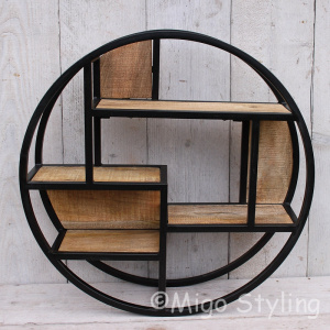 Wandrek Rond industrieel metaal zwart Dia 80 cm