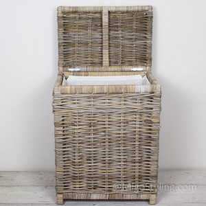 Wasmand met handgrepen grey rotan