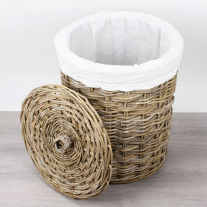 Wasmand rond met binnenzak 46 cm grey rotan