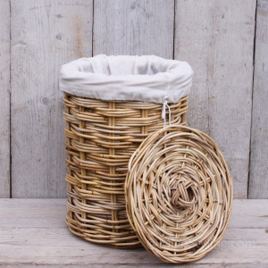 Wasmand rond met binnenzak 28cm naturel