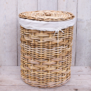 Wasmand rond met binnenzak 46cm naturel