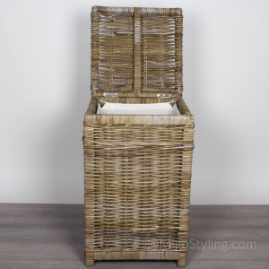 Wasmand vierkant met binnenzak grey rotan