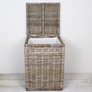 Wasmand vierkant grey rotan