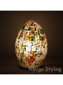 Gekleurde Mozaiek design tafellamp Egg (rood oranje groen)
