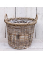 Kaminkorb / Pflanzenkorb rund (XL) Rattan Grau 