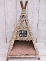 Hundebett Pyramide Rattan Grau