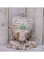 Houten Buddha masker staand groen