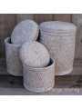 Bamboe sfeermand (S) met deksel white wash 