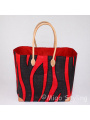 Jute tas Rood met zwarte strepen