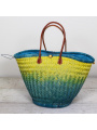 Strandtas City shopper van zeegras blauw/geel