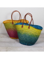 Strandtas City shopper van zeegras blauw/geel