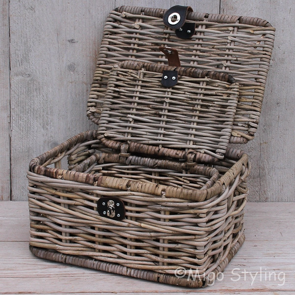 Korb mit Deckel (M) Rattan Grau? Online Bestellung MigoStyling