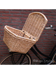 Fietsmand met deksel naturel rotan