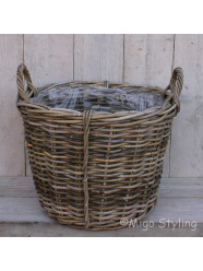 Kamin / Kartoffelkorb Rund (G) Rattan Grau