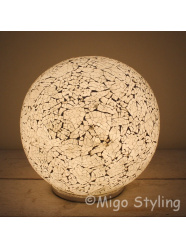 Mozaiek design tafellamp bol wit middel