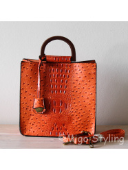 Croco tas Oranje met houten handvaten