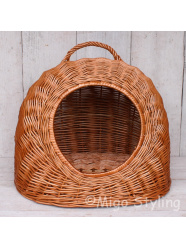 Katzenkorb mit weichem Kissen, Rattan Grau