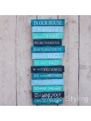 Family Rules bord Blauw groot 