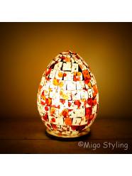 Gekleurde Mozaiek design tafellamp Egg (rood oranje)